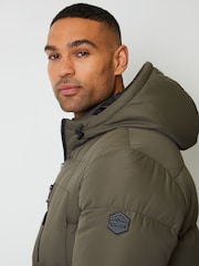 Threadbare Khaki Showerproof Double Layer Puffer Hooded Jacket - Image 5 of 5