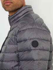 Threadbare Grey Showerproof Matte Finish Padded Funnel Neck Jacket - Image 4 of 4