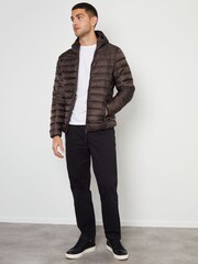 Threadbare Brown Matte Finish Padded Showerproof Hooded Jacket - Image 3 of 4
