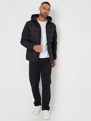 Threadbare Black Hooded Jacket With Padded Chest - Image 3 of 5