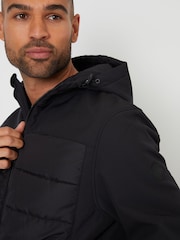 Threadbare Black Hooded Jacket With Padded Chest - Image 4 of 5