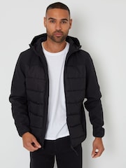 Threadbare Black Hooded Jacket With Padded Chest - Image 5 of 5