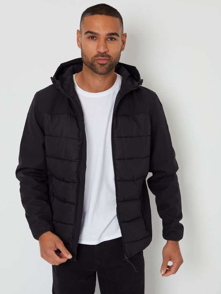 Threadbare Black Hooded Jacket With Padded Chest - Image 5 of 5
