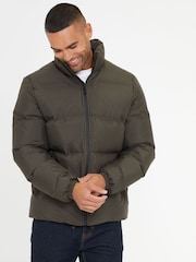 Threadbare Khaki Showerproof Funnel Neck Puffer Jacket - Image 1 of 5