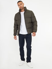 Threadbare Khaki Showerproof Funnel Neck Puffer Jacket - Image 4 of 5