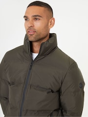 Threadbare Khaki Showerproof Funnel Neck Puffer Jacket - Image 5 of 5