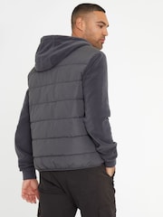 Threadbare Grey Padded Contrast Sleeve Hooded Jacket - Image 2 of 5