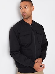 Threadbare Black Showerproof Utility Bomber Jacket - Image 3 of 5