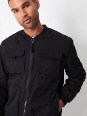 Threadbare Black Showerproof Utility Bomber Jacket - Image 4 of 5