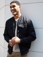 Threadbare Black Showerproof Utility Bomber Jacket - Image 5 of 5