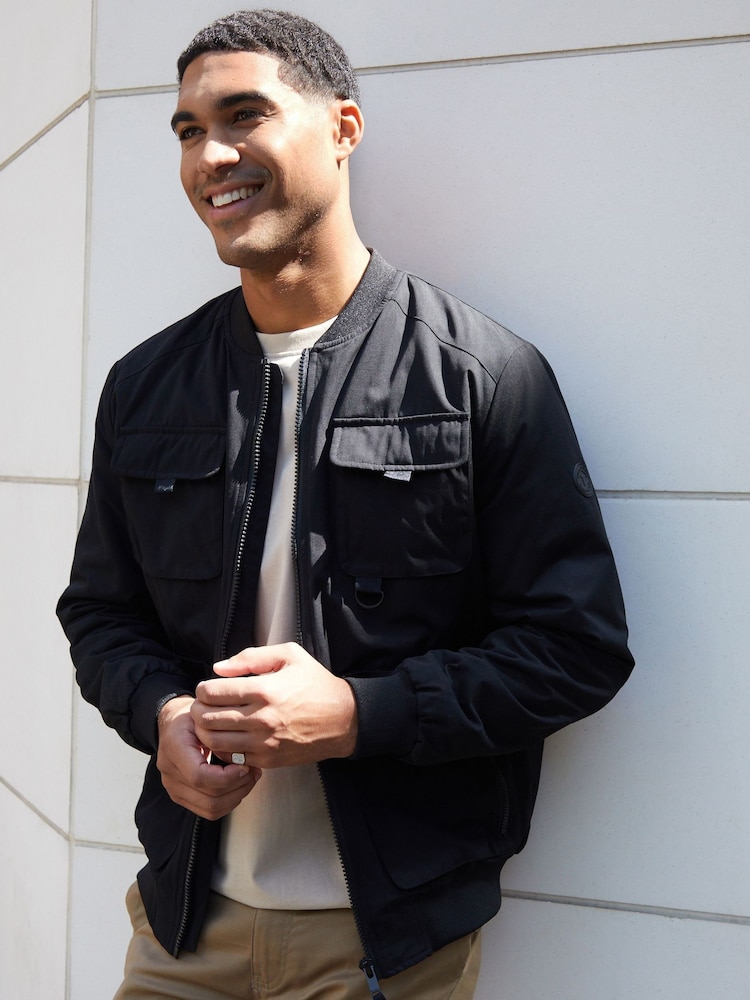 Threadbare Black Showerproof Utility Bomber Jacket - Image 5 of 5