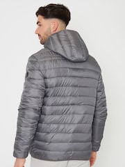 Threadbare Grey Matte Finish Padded Showerproof Hooded Jacket - Image 2 of 4