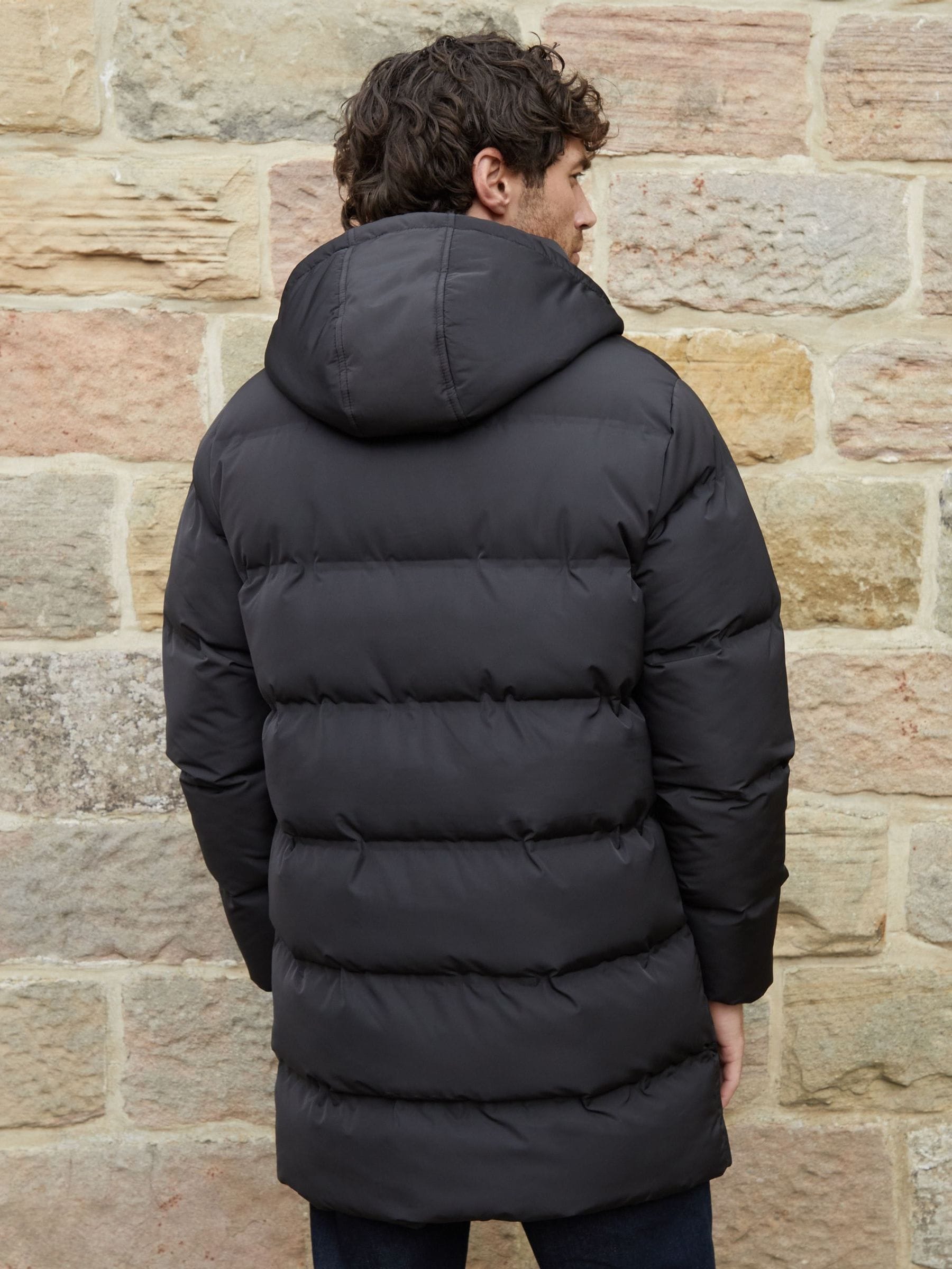 Buy Threadbare Black Showerproof Hooded Longline Puffer