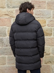 Threadbare Black Showerproof Hooded Longline Puffer Jacket - Image 2 of 6