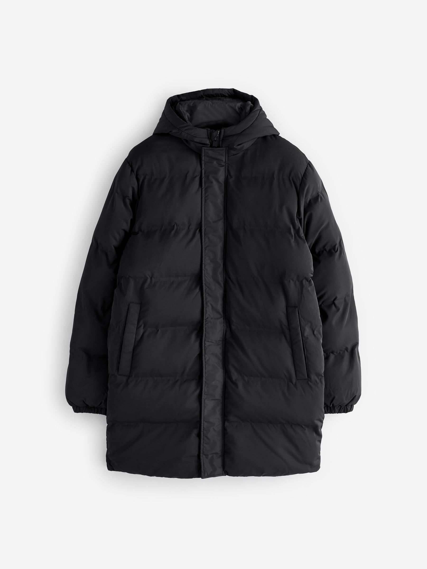 Buy Threadbare Black Showerproof Hooded Longline Puffer