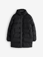 Threadbare Black Showerproof Hooded Longline Puffer Jacket - Image 6 of 6