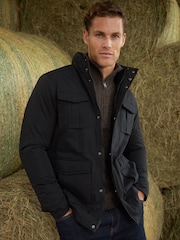 Threadbare Black Funnel Neck Utility Coat - Image 1 of 4