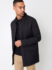 Threadbare Black Showerproof Button Up Collared Jacket - Image 1 of 4