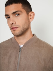 Threadbare Brown Faux Suede Bomber Jacket - Image 4 of 4