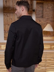 Threadbare Black Collared Lightweight Zip-Through Jacket - Image 2 of 5