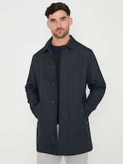 Threadbare Blue Showerproof Longline Collared Jacket - Image 1 of 5