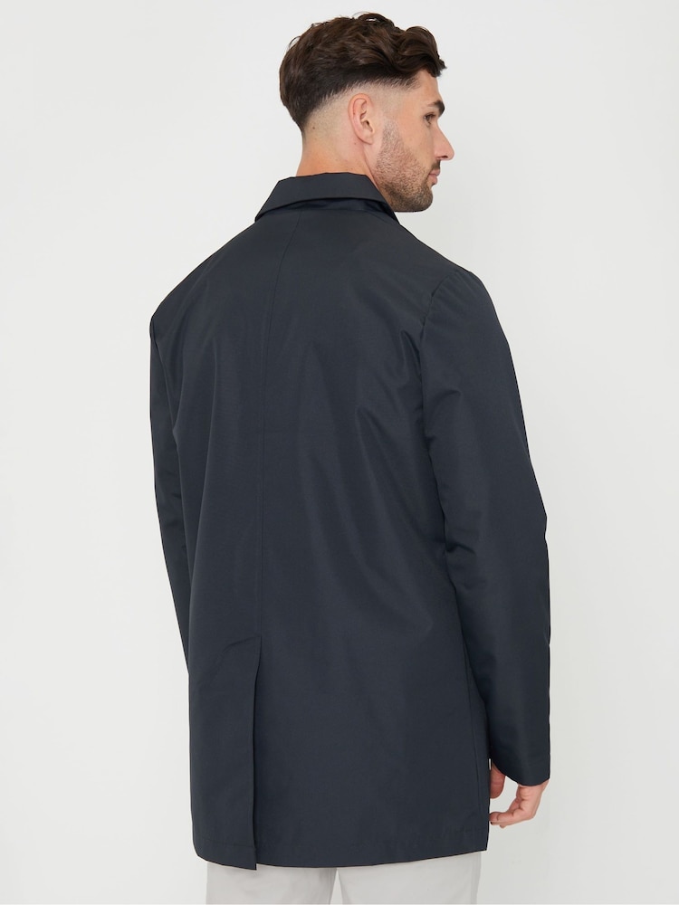 Threadbare Blue Showerproof Longline Collared Jacket - Image 2 of 5