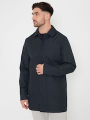 Threadbare Blue Showerproof Longline Collared Jacket - Image 3 of 5