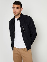 Threadbare Black Faux Suede Racer Jacket - Image 1 of 4