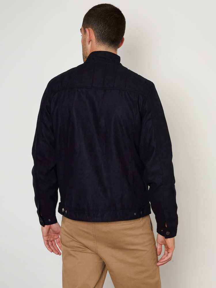 Threadbare Black Faux Suede Racer Jacket - Image 2 of 4