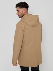 Threadbare Dark Stone Showerproof 2-in-1 Trench Coat with Concealed Hood - Image 2 of 4