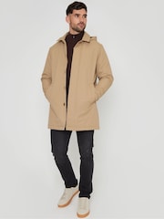 Threadbare Dark Stone Showerproof 2-in-1 Trench Coat with Concealed Hood - Image 3 of 4