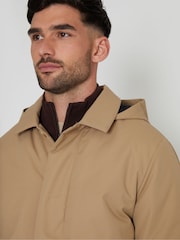 Threadbare Dark Stone Showerproof 2-in-1 Trench Coat with Concealed Hood - Image 4 of 4