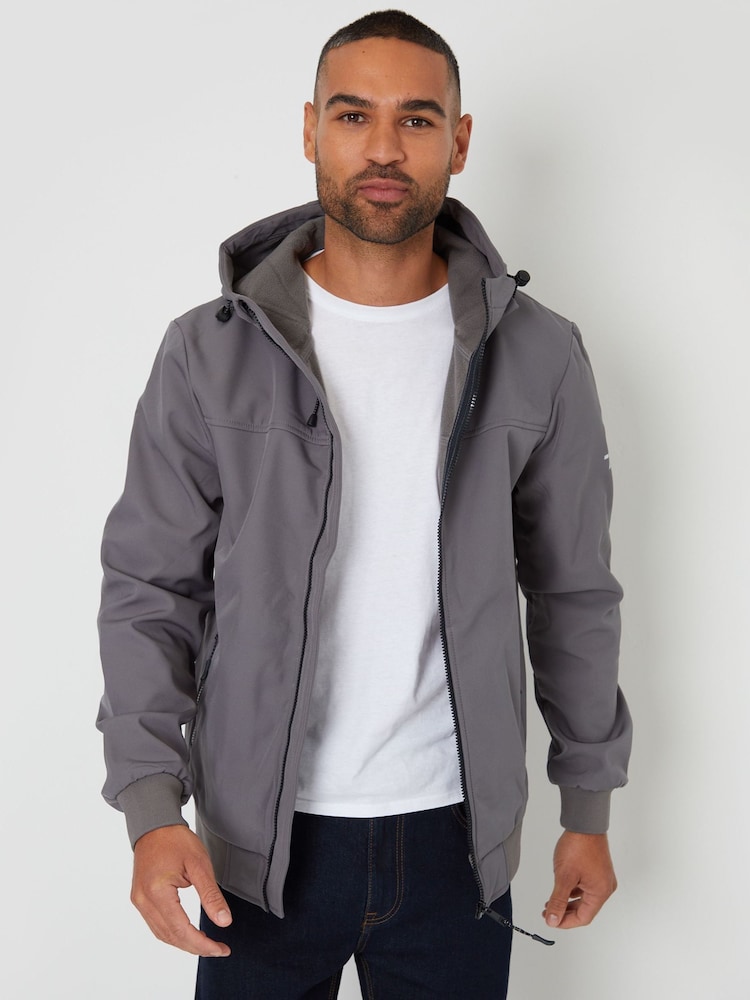 Threadbare Grey Hooded Lightweight Jacket With Stretch - Image 1 of 5