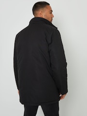Threadbare Black Showerproof Funnel Neck Mock Layer Coat - Image 2 of 5