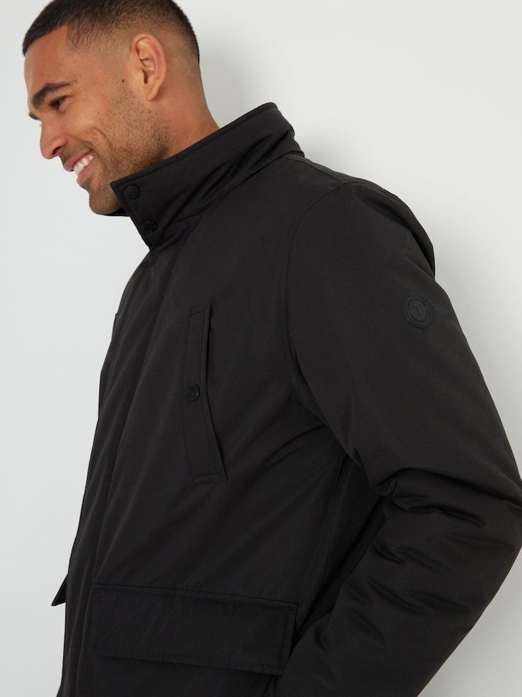 Threadbare Black Showerproof Funnel Neck Mock Layer Coat - Image 5 of 5
