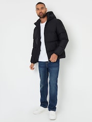 Threadbare Black Black Showerproof Hooded Puffer Coat - Image 3 of 4