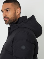 Threadbare Black Black Showerproof Hooded Puffer Coat - Image 4 of 4