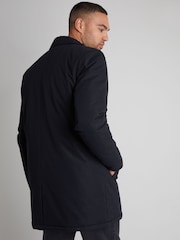 Threadbare Black Showerproof Mock Layer Padded Trench Coat - Image 2 of 4