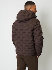Threadbare Brown Showerproof Quilted Hooded Puffer Jacket - Image 2 of 5