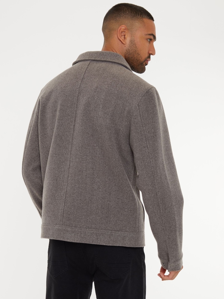 Threadbare Neutral Brushed Button Up Shacket - Image 2 of 4