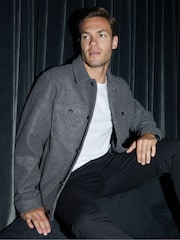 Threadbare Grey Brushed Button Up Shacket - Image 1 of 4