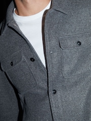 Threadbare Grey Brushed Button Up Shacket - Image 4 of 4