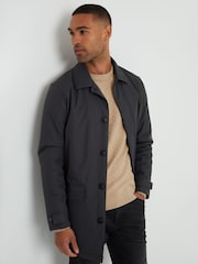 Threadbare Grey Showerproof Button Up Collared Jacket - Image 1 of 5