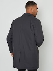 Threadbare Grey Showerproof Button Up Collared Jacket - Image 2 of 5