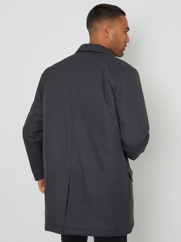 Threadbare Grey Showerproof Button Up Collared Jacket - Image 2 of 5