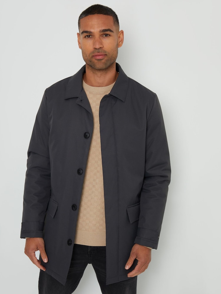Threadbare Grey Showerproof Button Up Collared Jacket - Image 3 of 5