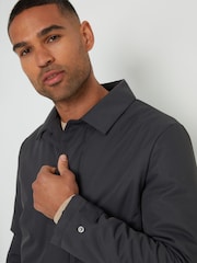 Threadbare Grey Showerproof Button Up Collared Jacket - Image 4 of 5