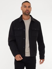 Threadbare Black Brushed Button Up Shacket - Image 1 of 4