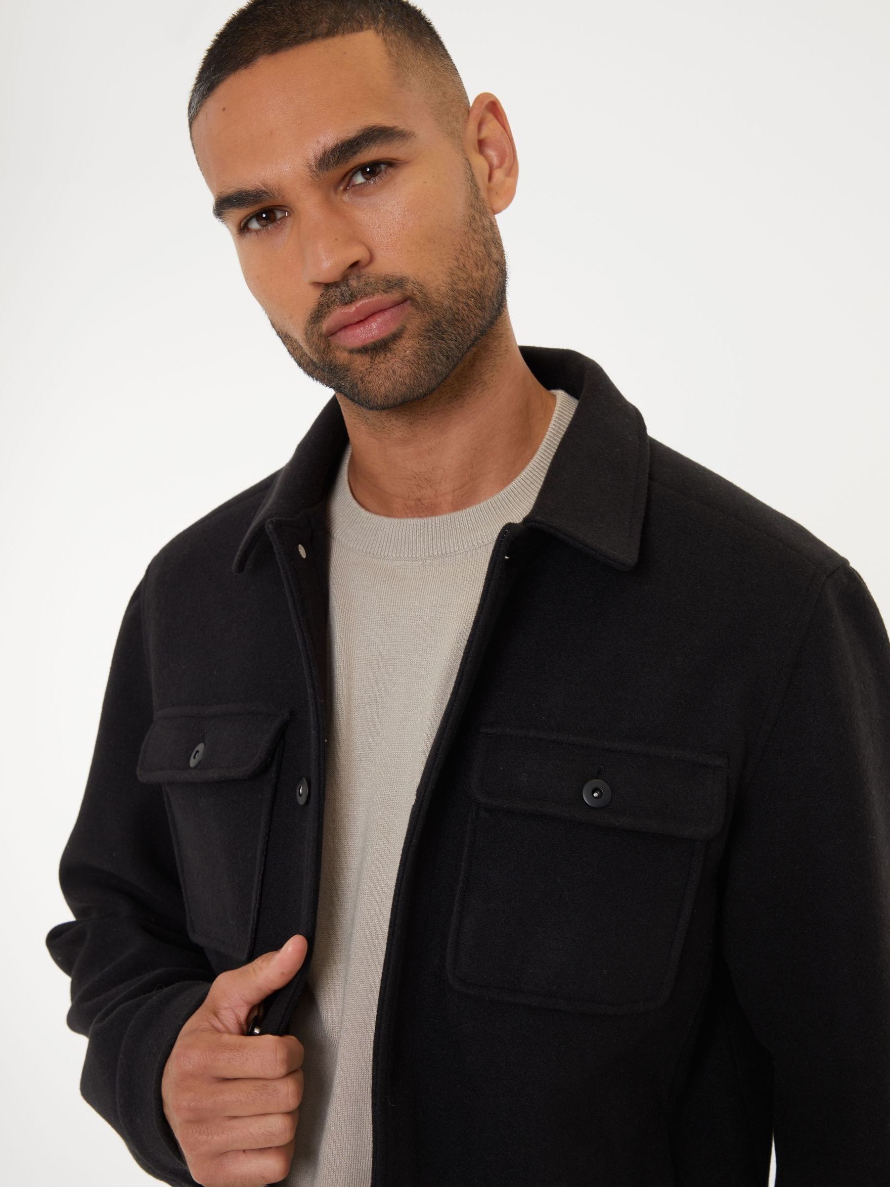 Buy Threadbare Black Brushed Button Up Shacket from the Next UK online shop