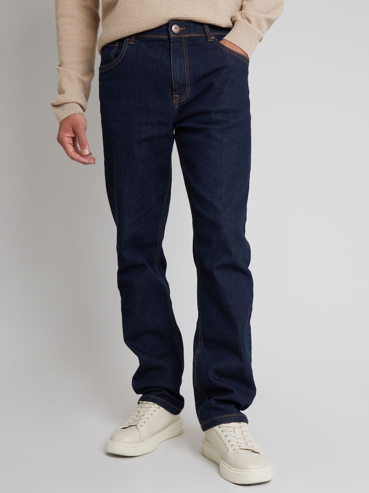 Donkerblauw - Lang - Threadbare - Straight-fit jeans met stretch - Image 1 of 4
